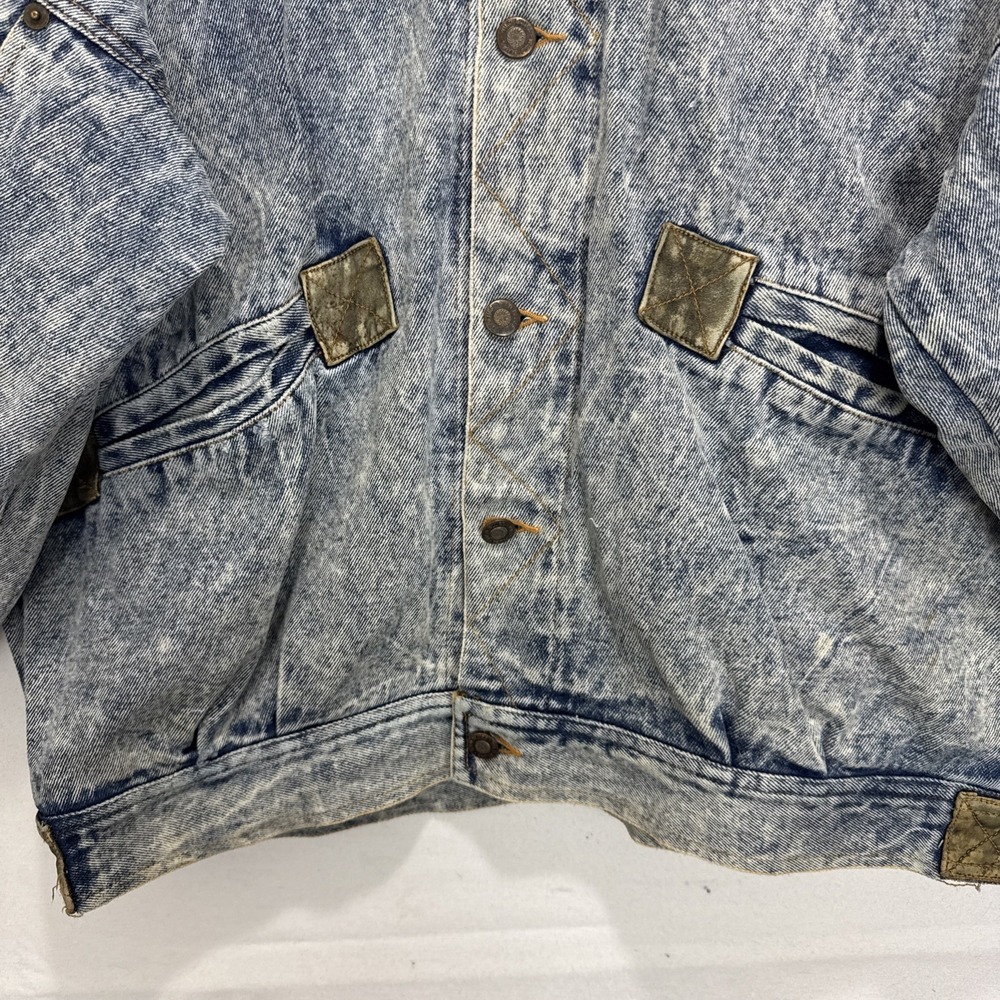VTG RARE  40s Wild Blues Denim Design  Lined Jacket  Distressed Rivets Acid Wash - Picture 7 of 14